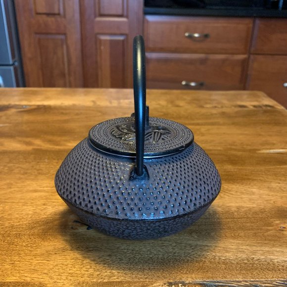 Japanese Tetsukyusu Cast Iron Teapot (鉄急須 iron teapot) - Arare Pattern - Picture 4 of 10